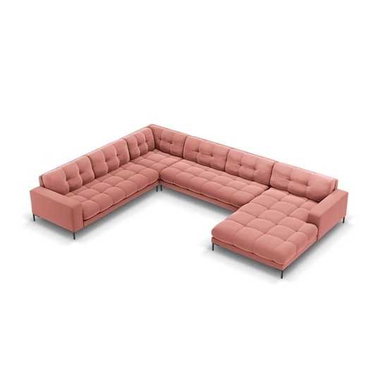 Velvet Panoramic Left Corner Sofa, "Bali", 7 Seats, 327x256x75 Made in Europe