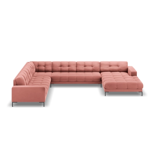 Velvet Panoramic Left Corner Sofa, "Bali", 7 Seats, 327x256x75 Made in Europe