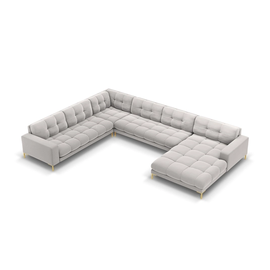 Velvet Panoramic Left Corner Sofa, "Bali", 7 Seats, 327x256x75 Made in Europe