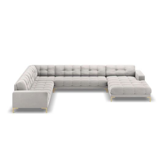 Velvet Panoramic Left Corner Sofa, "Bali", 7 Seats, 327x256x75 Made in Europe