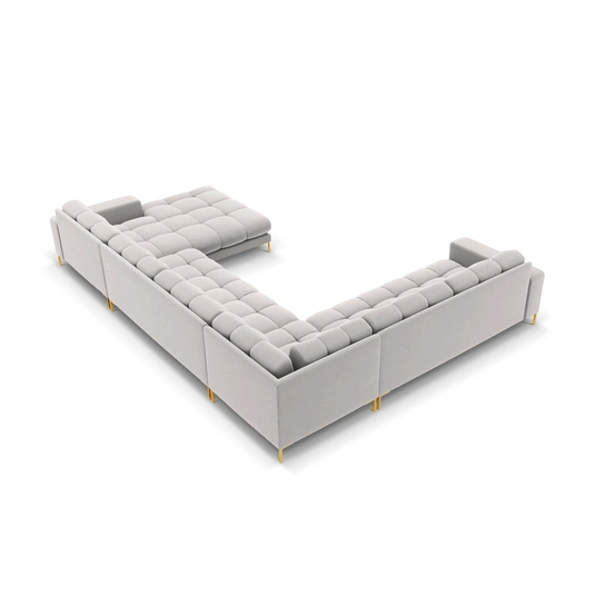 Velvet Panoramic Left Corner Sofa, "Bali", 7 Seats, 327x256x75 Made in Europe