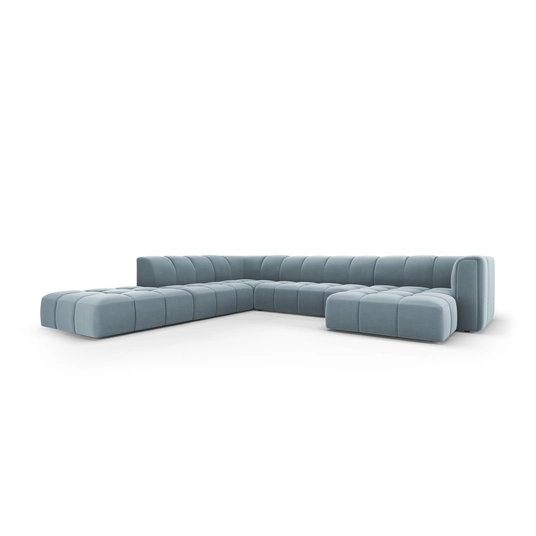 Velvet Modular Panoramic Left Corner Sofa, "Moritz", 7 Seats, 329x276x70 Made in Europe