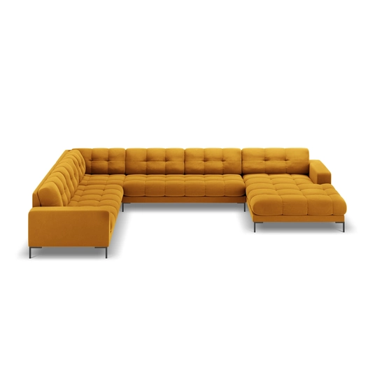 Velvet Panoramic Left Corner Sofa, "Bali", 7 Seats, 327x256x75 Made in Europe