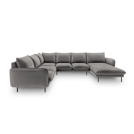 Velvet Panoramic Left Corner Sofa, "Vienna", 7 Seats, 330x235x95 Made in Europe