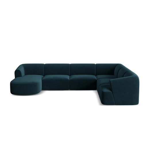Velvet Modular Panoramic Right Corner Sofa, "Campi", 7 Seats, 330x255x70 Made in Europe
