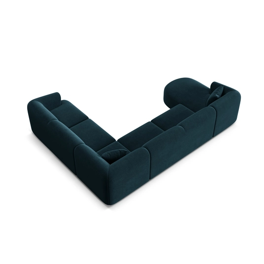 Velvet Modular Panoramic Right Corner Sofa, "Campi", 7 Seats, 330x255x70 Made in Europe