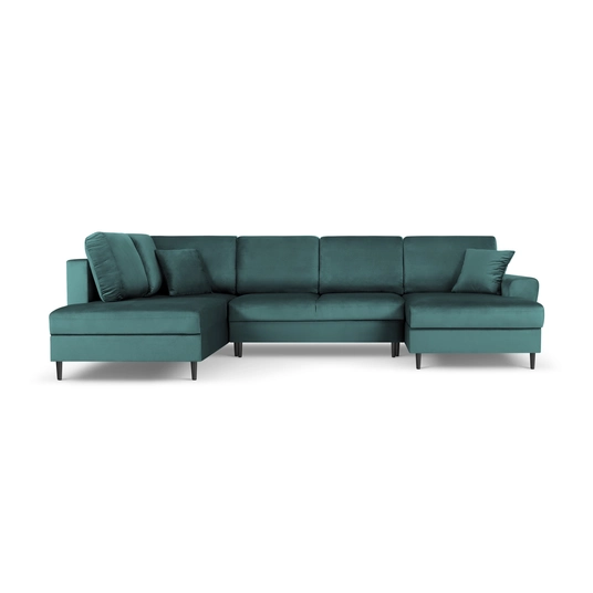 Velvet Panoramic Left Corner Sofa With Bed Function And Box, "Kyoto", 7 Seats, 313x194x88 Made in Europe