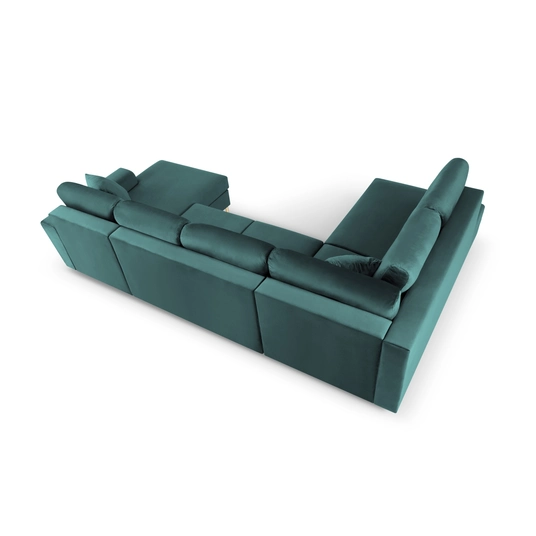 Velvet Panoramic Left Corner Sofa With Bed Function And Box, "Kyoto", 7 Seats, 313x194x88 Made in Europe