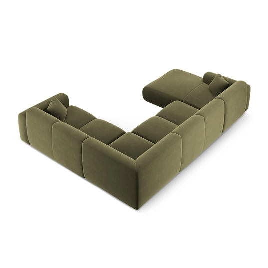 Velvet Panoramic Right Corner Sofa, "Nolio", 6 Seats, 342x252x72 Made in Europe