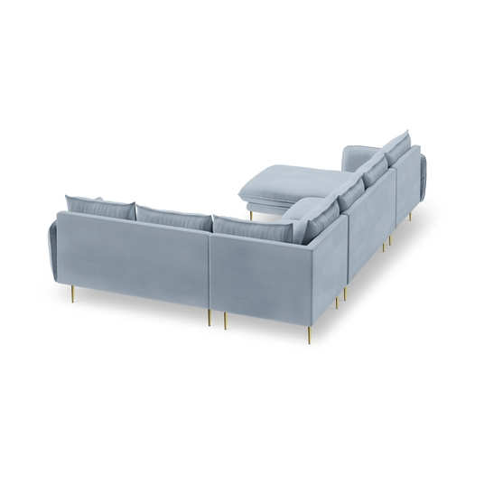 Velvet Panoramic Right Corner Sofa, "Vienna", 7 Seats, 330x235x95 Made in Europe