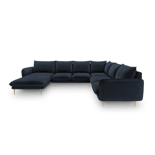 Velvet Panoramic Right Corner Sofa, "Vienna", 7 Seats, 330x235x95 Made in Europe