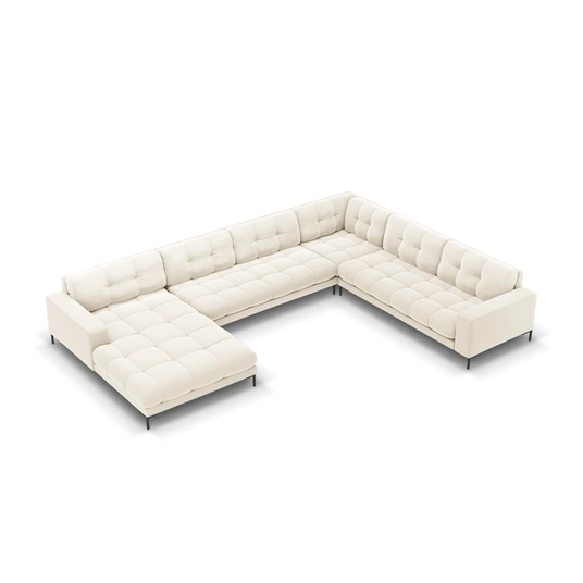 Velvet Panoramic Right Corner Sofa, "Bali", 7 Seats, 327x256x75 Made in Europe
