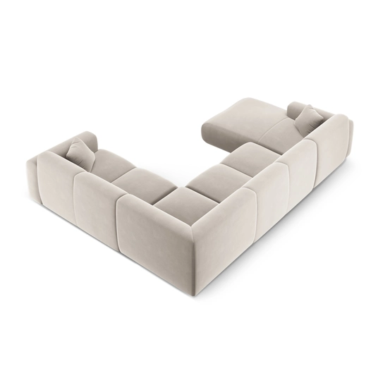 Velvet Panoramic Right Corner Sofa, "Nolio", 6 Seats, 342x252x72 Made in Europe