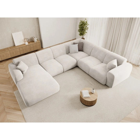 Velvet Panoramic Right Corner Sofa, "Nolio", 6 Seats, 342x252x72 Made in Europe