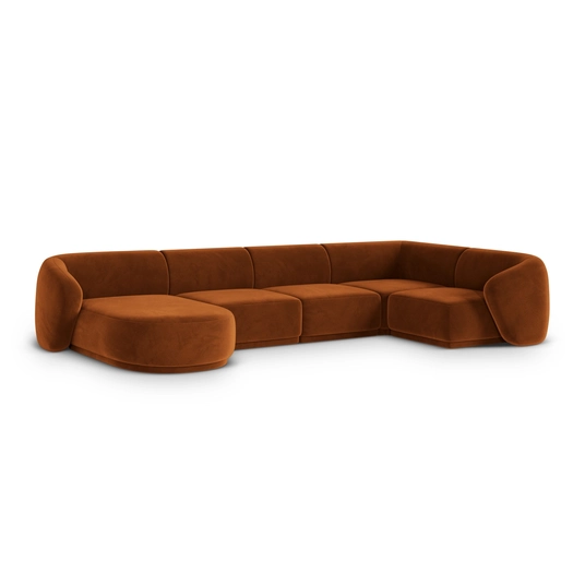 Velvet Panoramic Right Corner Sofa, "Gomera", 6 Seats, 336x166x74 Made in Europe