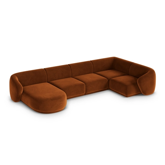 Velvet Panoramic Right Corner Sofa, "Gomera", 6 Seats, 336x166x74 Made in Europe
