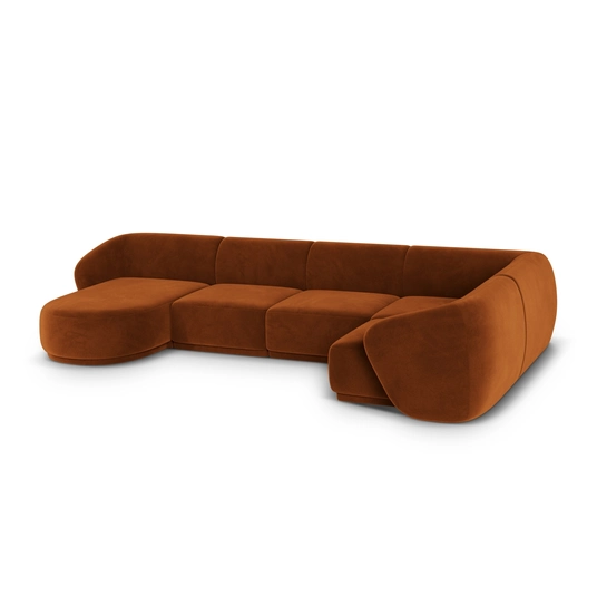 Velvet Panoramic Right Corner Sofa, "Gomera", 6 Seats, 336x166x74 Made in Europe