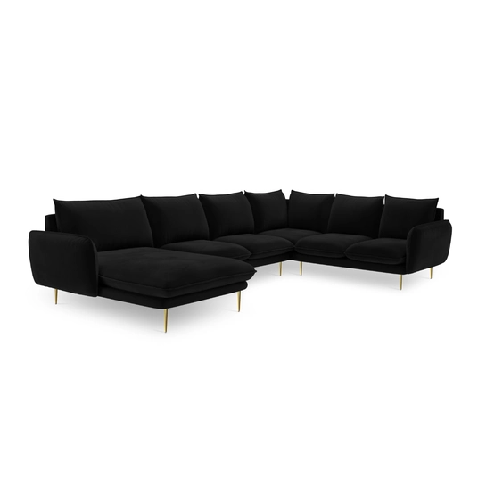 Velvet Panoramic Right Corner Sofa, "Vienna", 7 Seats, 330x235x95 Made in Europe
