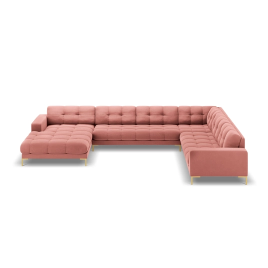 Velvet Panoramic Right Corner Sofa, "Bali", 7 Seats, 327x256x75 Made in Europe