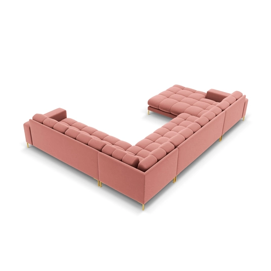 Velvet Panoramic Right Corner Sofa, "Bali", 7 Seats, 327x256x75 Made in Europe