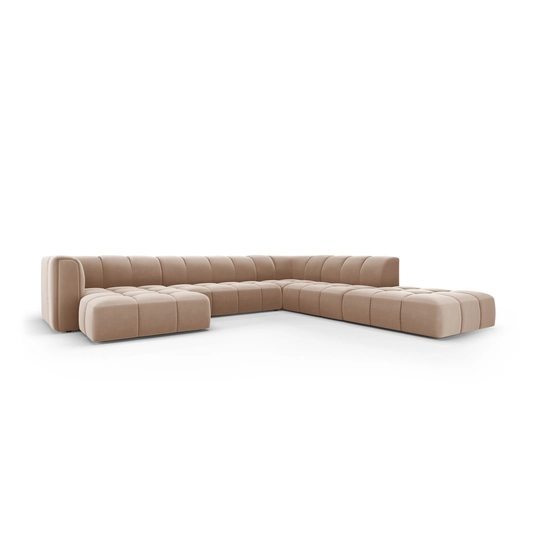 Velvet Modular Panoramic Right Corner Sofa, "Moritz", 7 Seats, 329x276x70 Made in Europe