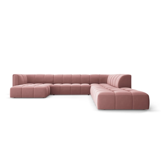 Velvet Modular Panoramic Right Corner Sofa, "Moritz", 7 Seats, 329x276x70 Made in Europe