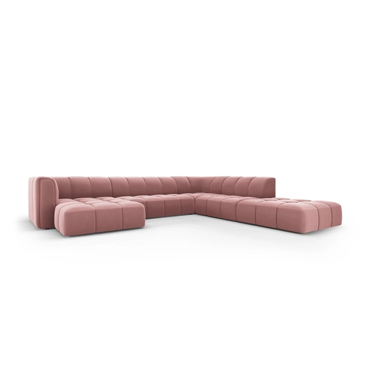 Velvet Modular Panoramic Right Corner Sofa, "Moritz", 7 Seats, 329x276x70 Made in Europe