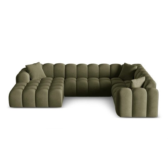 Velvet Panoramic Right Corner Sofa, "Treno", 4 Seats, 330x240x70 Made in Europe
