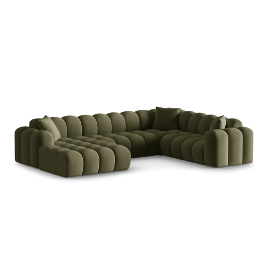 Velvet Panoramic Right Corner Sofa, "Treno", 4 Seats, 330x240x70 Made in Europe
