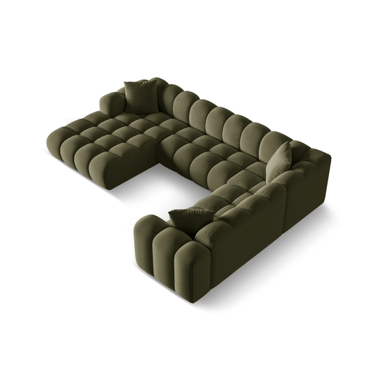 Velvet Panoramic Right Corner Sofa, "Treno", 4 Seats, 330x240x70 Made in Europe