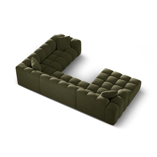 Velvet Panoramic Right Corner Sofa, "Treno", 4 Seats, 330x240x70 Made in Europe