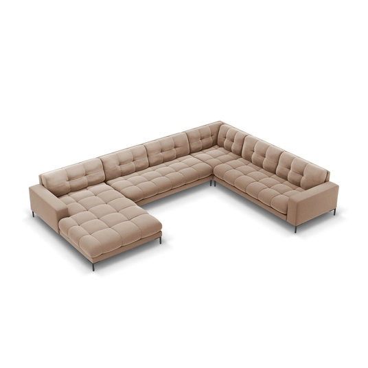 Velvet Panoramic Right Corner Sofa, "Bali", 7 Seats, 327x256x75 Made in Europe