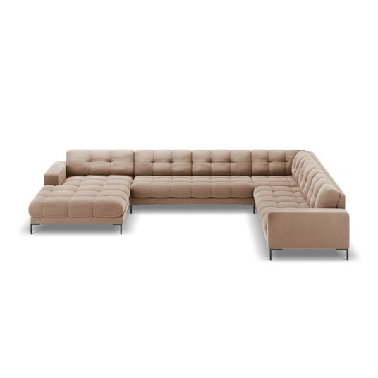 Velvet Panoramic Right Corner Sofa, "Bali", 7 Seats, 327x256x75 Made in Europe