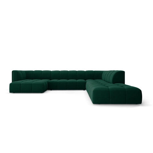 Velvet Modular Panoramic Right Corner Sofa, "Moritz", 7 Seats, 329x276x70 Made in Europe