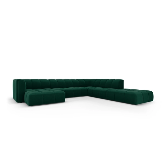 Velvet Modular Panoramic Right Corner Sofa, "Moritz", 7 Seats, 329x276x70 Made in Europe