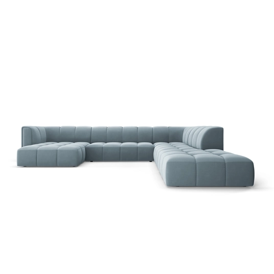 Velvet Modular Panoramic Right Corner Sofa, "Moritz", 7 Seats, 329x276x70 Made in Europe