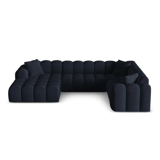 Velvet Panoramic Right Corner Sofa, "Treno", 4 Seats, 330x240x70 Made in Europe