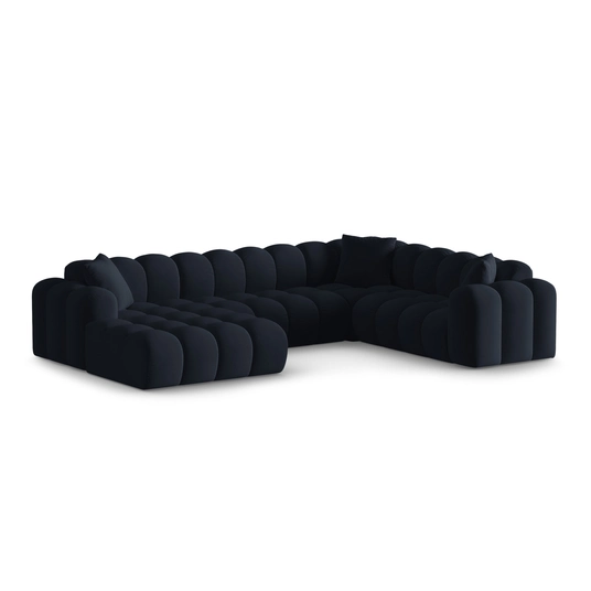 Velvet Panoramic Right Corner Sofa, "Treno", 4 Seats, 330x240x70 Made in Europe