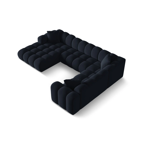 Velvet Panoramic Right Corner Sofa, "Treno", 4 Seats, 330x240x70 Made in Europe