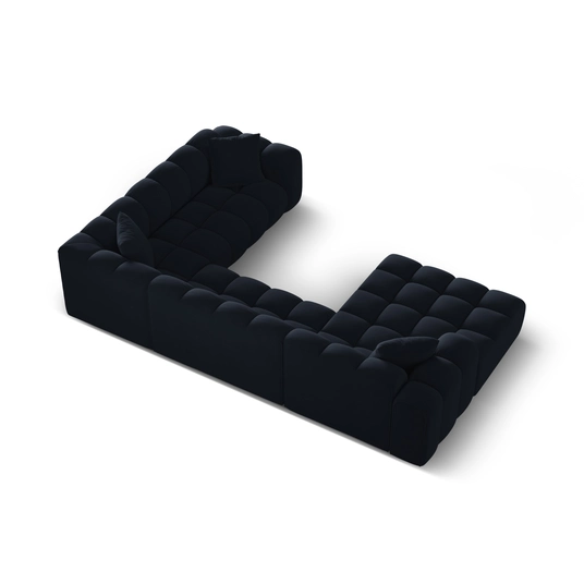 Velvet Panoramic Right Corner Sofa, "Treno", 4 Seats, 330x240x70 Made in Europe