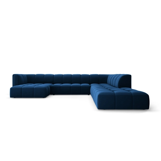 Velvet Modular Panoramic Right Corner Sofa, "Moritz", 7 Seats, 329x276x70 Made in Europe