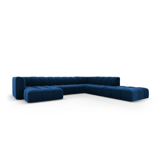 Velvet Modular Panoramic Right Corner Sofa, "Moritz", 7 Seats, 329x276x70 Made in Europe