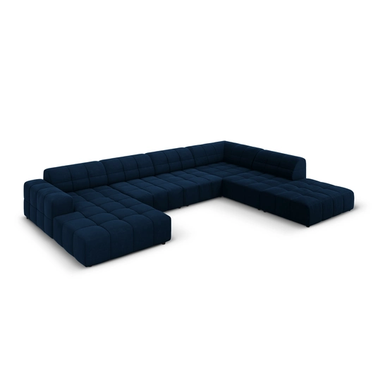 Velvet Panoramic Right Corner Sofa, "Chicago", 7 Seats, 364x262x70 Made in Europe