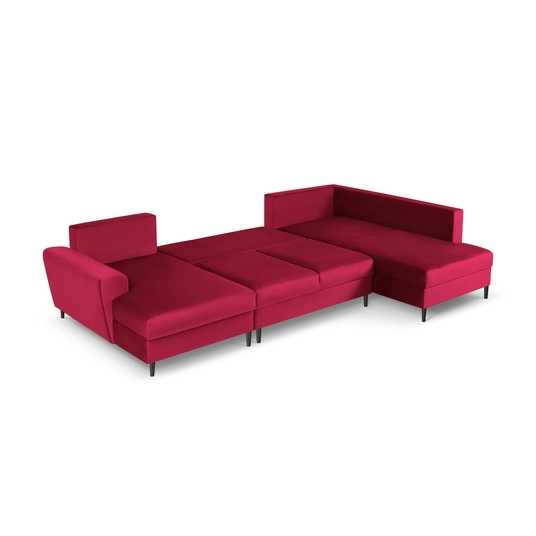 Velvet Panoramic Right Corner Sofa With Bed Function And Box, "Kyoto", 7 Seats, 313x194x88 Made in Europe