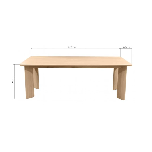 Valgomojo stalas Bali, 220 cm, kreminės baltos spalvos