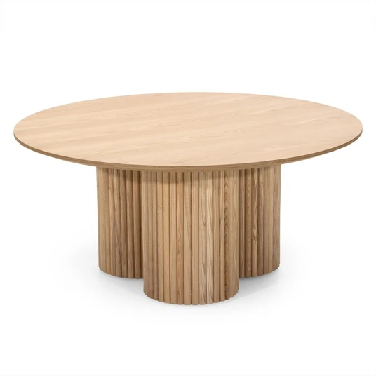 Kavos staliukas Vesby, apvalus, 100 cm, lamelių, natūralaus ąžuolo / uosio