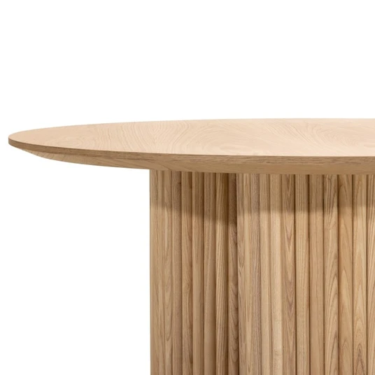 Kavos staliukas Vesby, apvalus, 100 cm, lamelių, natūralaus ąžuolo / uosio