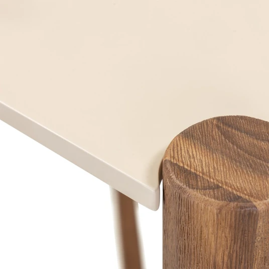Puutarhapöytä Rovigo (90 cm), kivitaso, tumma akaasiapuu / vaalea beige