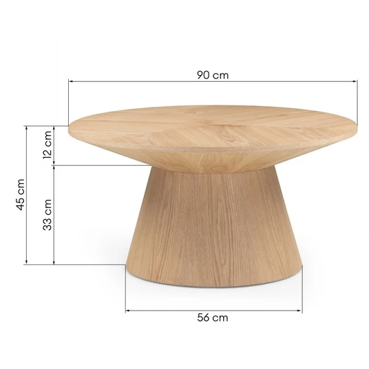 Kavos staliukas Dalarna, apvalus, 90 cm, natūralaus ąžuolo faneros