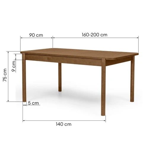 Išskleidžiamas stalas Iselio, 160–200 cm, rudos spalvos